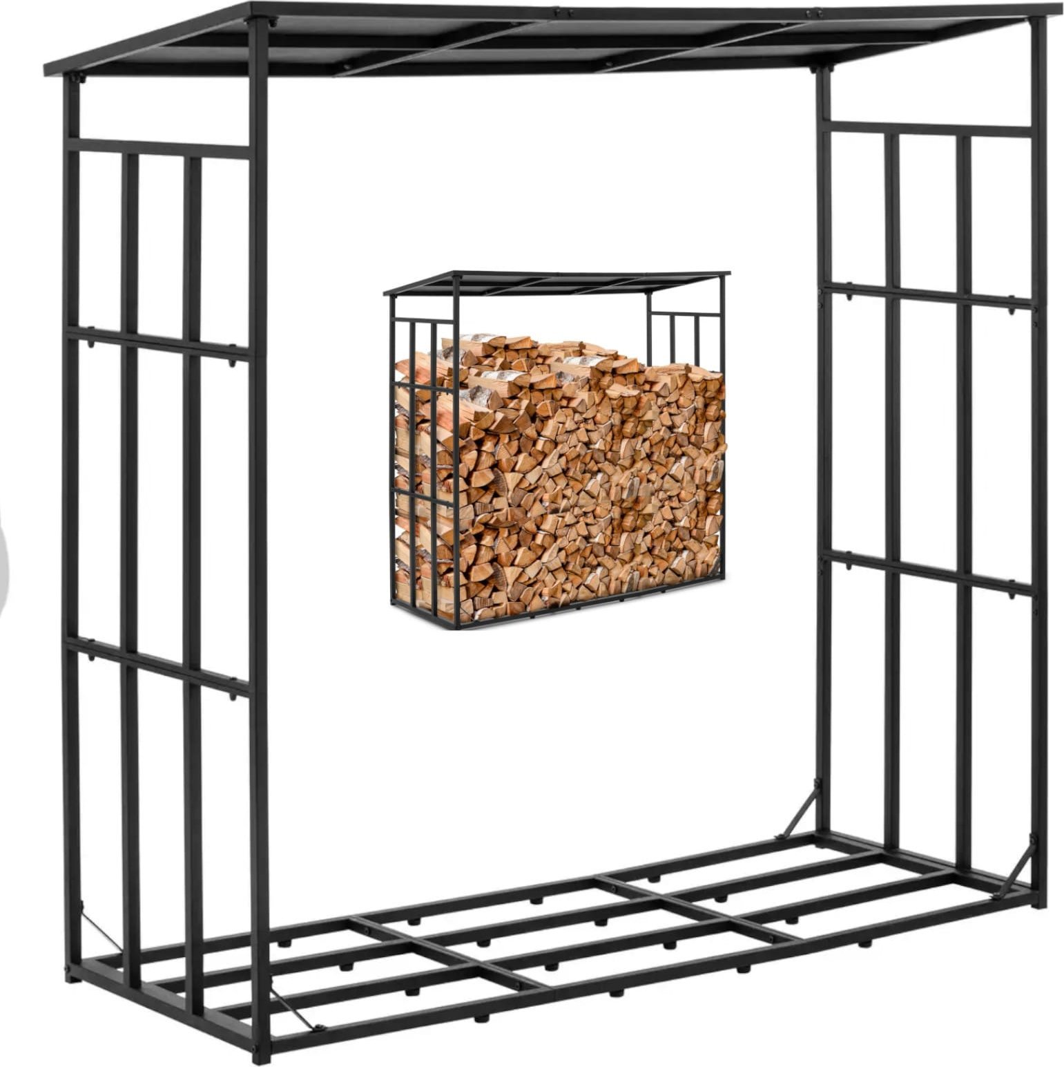 Hillvert Stojak na drewno opałowe zewnętrzny zadaszony 190 x 76 x 186 cm Hillvert