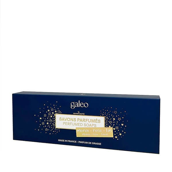 Zestaw perfumowanych mydeł Galeo - Monoi, Róża, Len