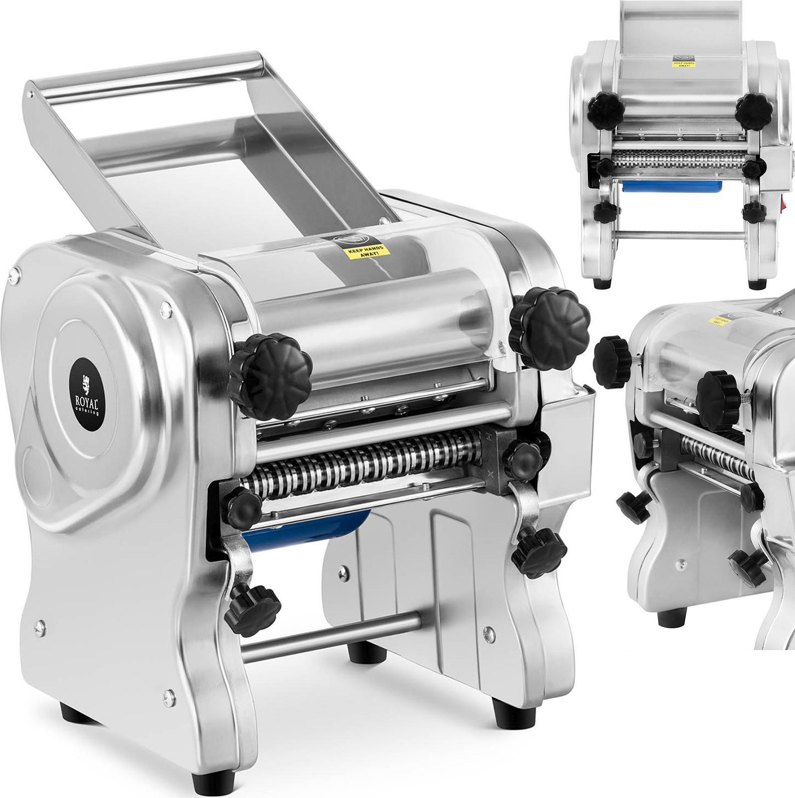 Maszynka do makaronu Royal Catering Maszynka krajalnica do wyrobu makaronu elektryczna ze stali nierdzewnej 230 V 550 W 180 mm Maszynka krajalnica do