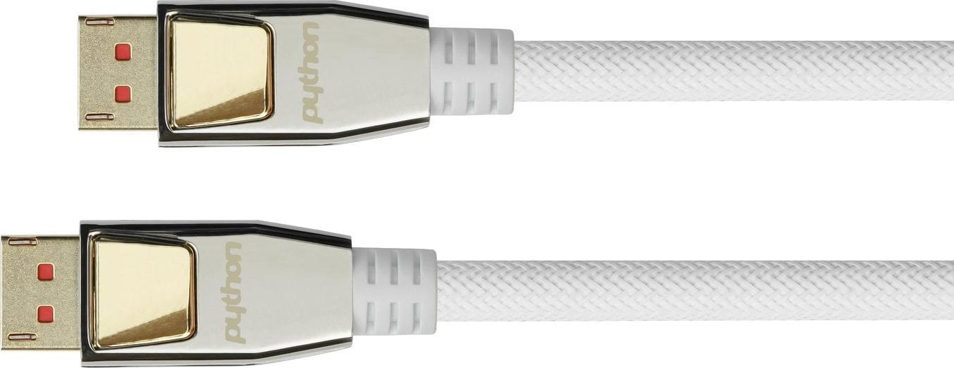 PYTHON DisplayPort 1.4 Kabel plecionka nylonowa biały 5m