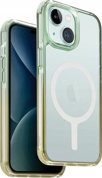 Uniq UNIQ etui Combat Duo iPhone 15 / 14 / 13 6.1" Magclick Charging zielono-żółty/sea green-soft yellow