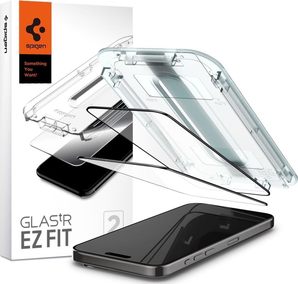 Braders Szkło Hartowane Spigen Ez Fit 2-pack Iphone 15 Pro Czarny Braders