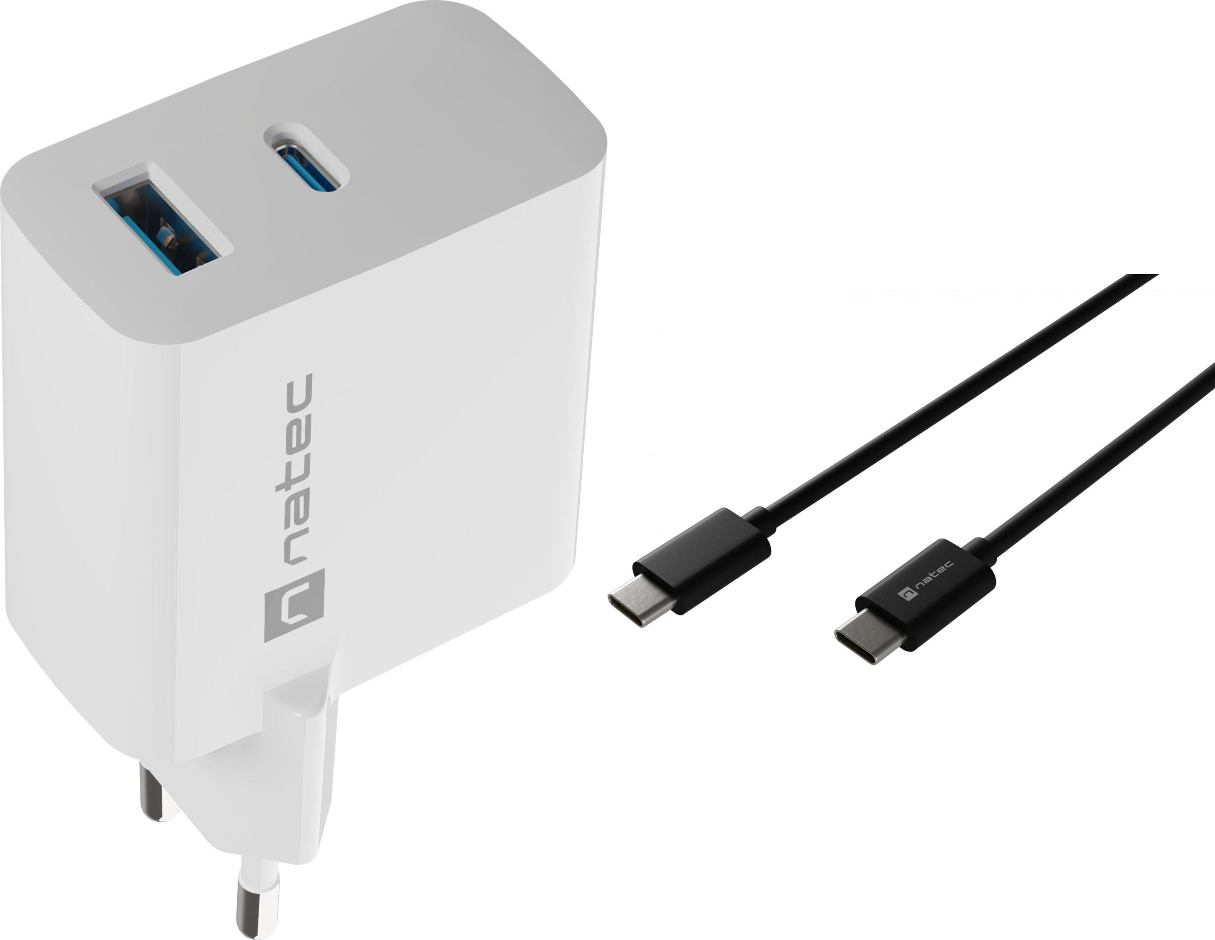 Ładowarka Natec Ładowarka Natec Ribera 1x USB-A 1x USB-C 3.25 A (NUC-2144) + Kabel USB-C 2m