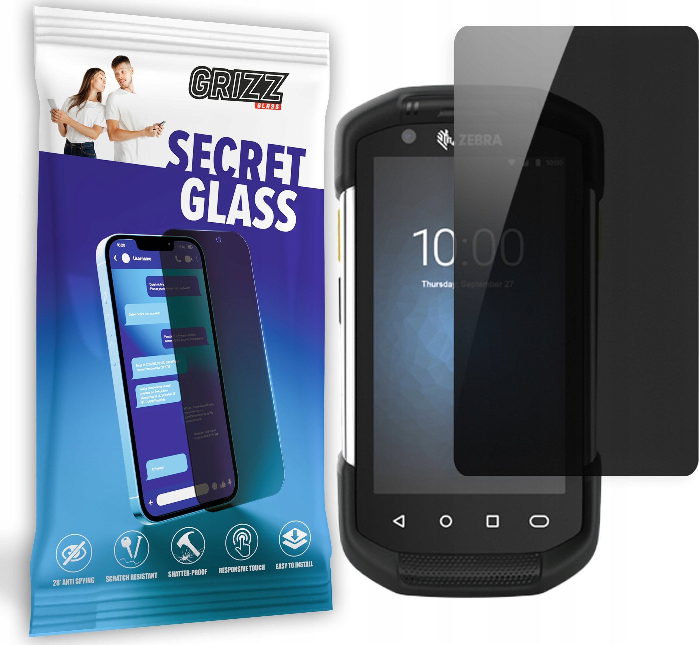 GrizzGlass Szkło prywatyzujące GrizzGlass SecretGlass do Zebra TC77