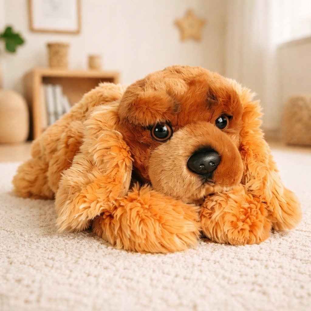 Pies spaniel leżący 30cm 34069