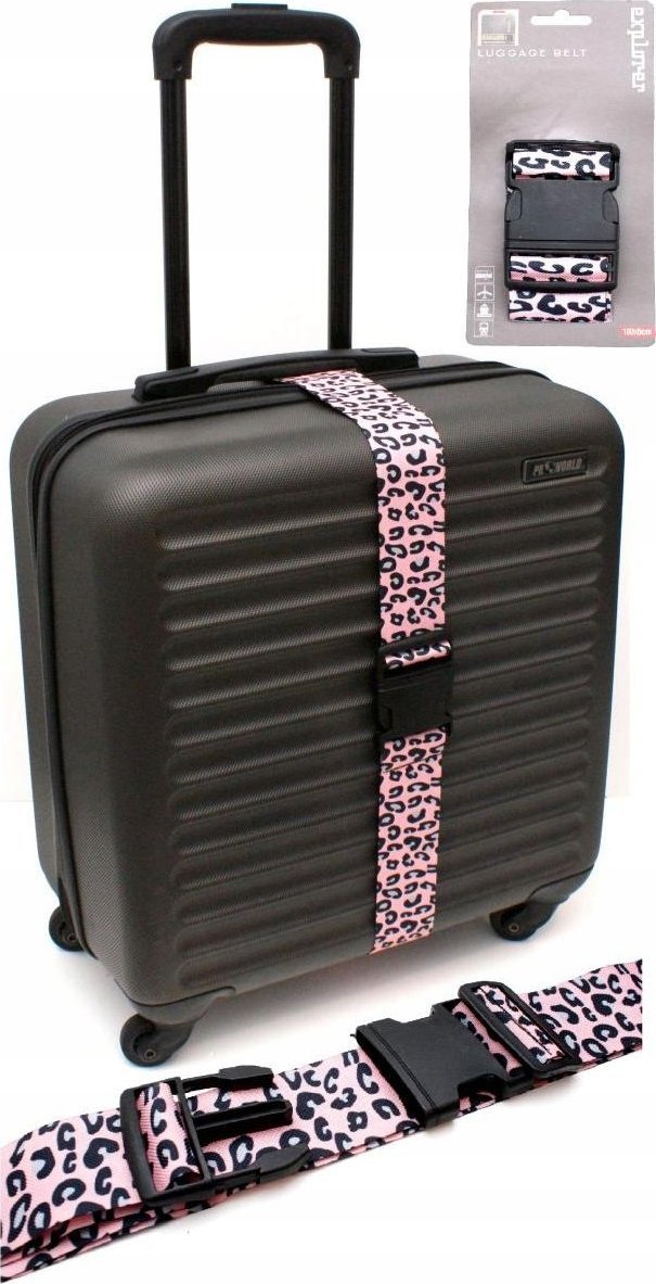 ProWorld UNIWERSALNY PAS ZABEZPIECZAJĄCY DO WALIZKI SPINAJĄCY 180x5CM PROWORLD PANTERA - RÓZOWY