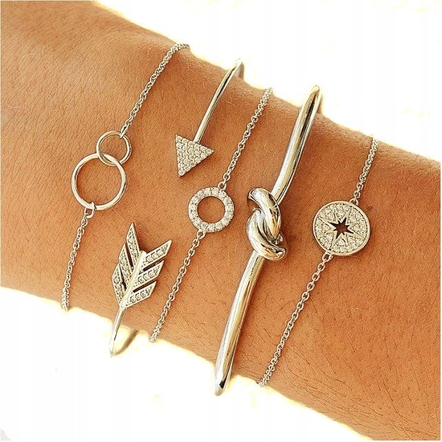 ZESTAW BRANSOLETEK BOHO RETRO PUNK Charms 66