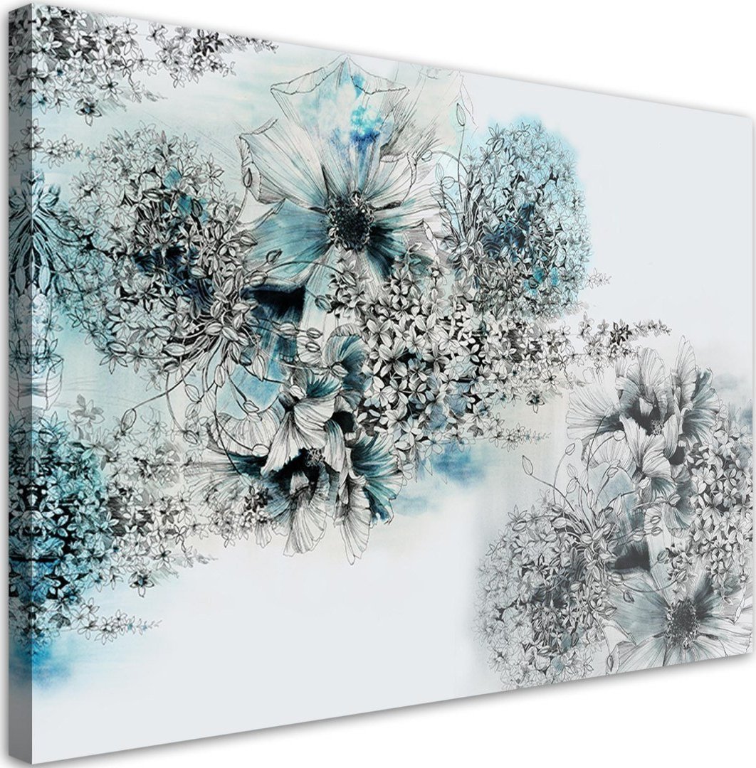 Feeby Obraz na płótnie, Błękitne kwiaty abstrakcja - 120x80