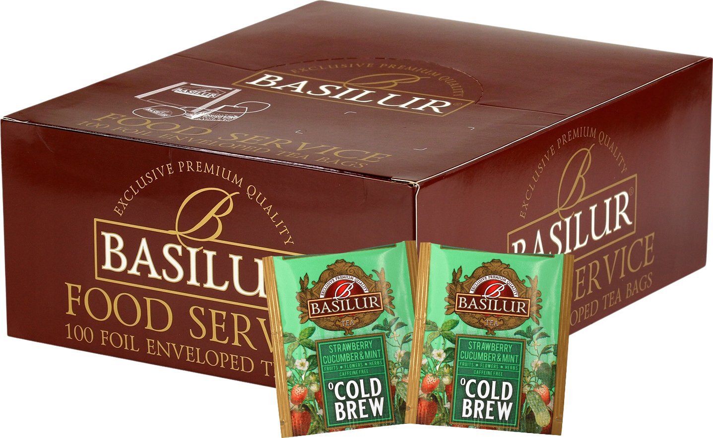 Basilur Basilur COLD BREW STRAWBERRY CUCUMBER MINT HORECA herbata owocowa bez kofeiny truskawka mięta ogórek - w kopertach 100 x 2 g
