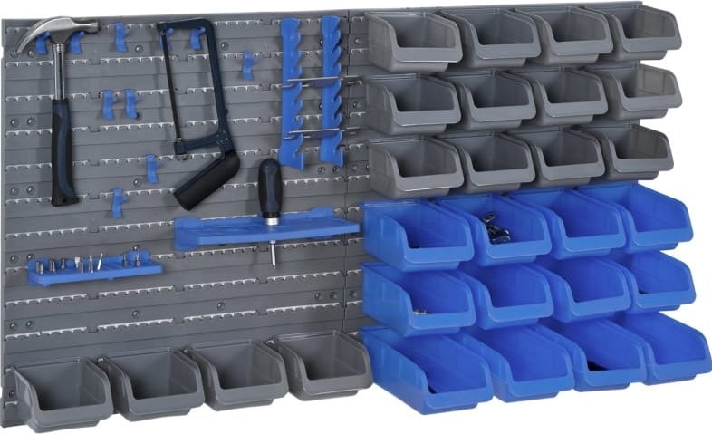 Pako Tablica Ścienna Z Pojemnikami Niebiesko-Szara 44 Elementy