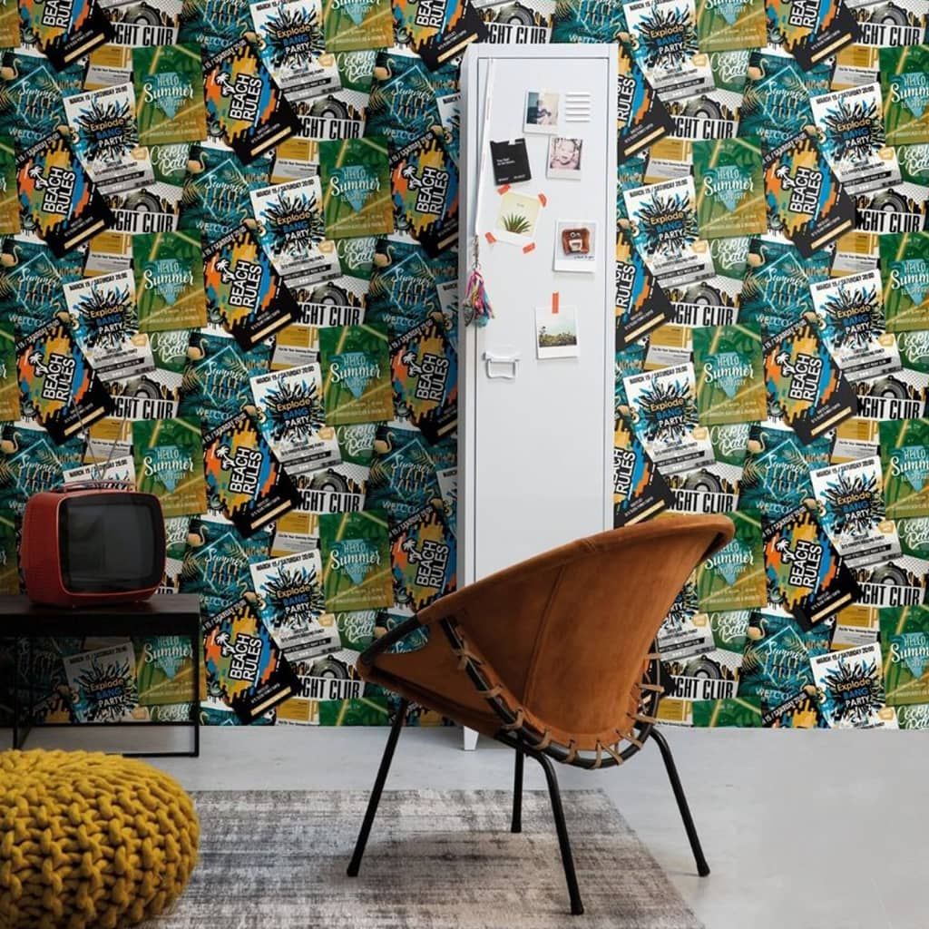 Good Vibes Good Vibes Tapeta Club Posters, zielono-pomarańczowa