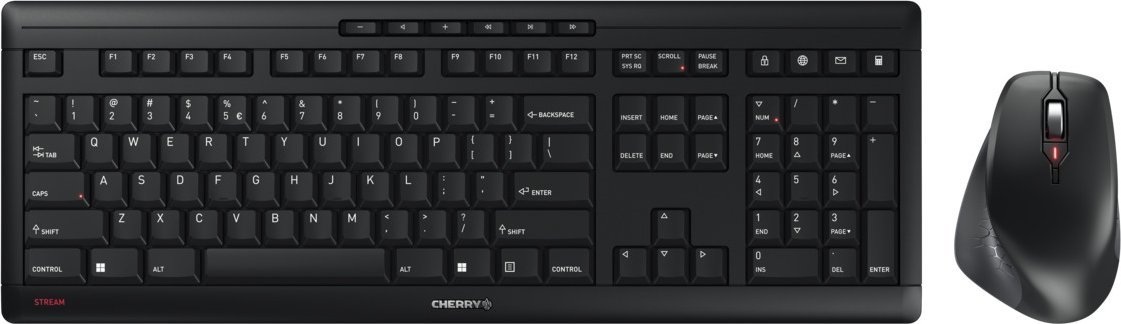 Klawiatura + mysz Cherry JD-8550EU-2 klawiatura Dołączona myszka Dom/Biuro RF Wireless QWERTY angielski Czarny