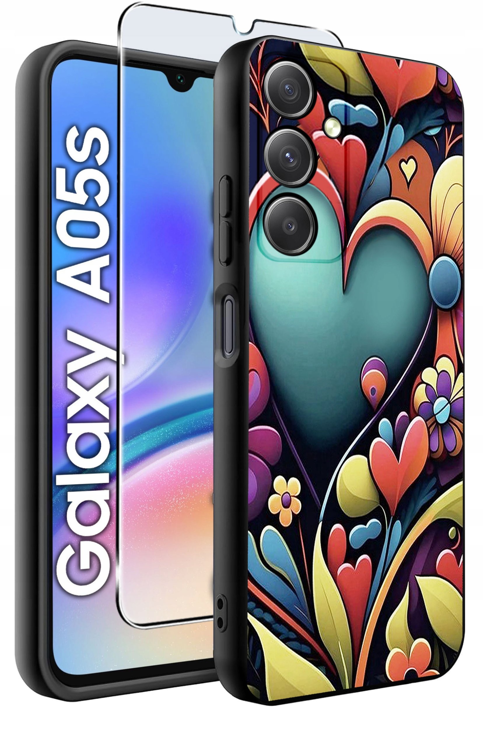 ETUI do Samsung A05s WZORY | SILIKONOWE MATT CASE + SZKŁO 9H