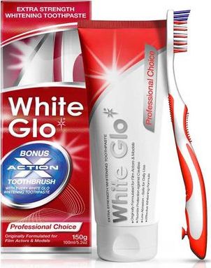 White Glo Extra Strength Whitening Toothpaste pasta do zębów 2w1 z płynem do płukania 100ml + szczoteczka do zębów