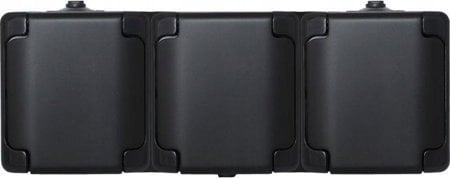 KOS BRYZA Gniazdo potrójne poziome IP54 klapka matowa 10AX 250V czarne 180940