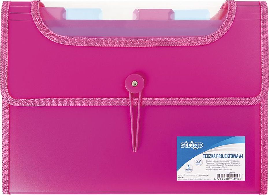 Strigo Teczka A4 z 6 przekładkami V-file różowa
