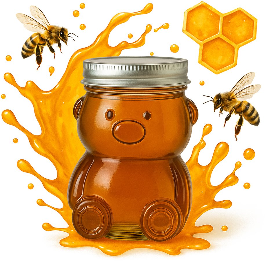 SŁOIK SZKLANY MIŚ 300ml z Zakrętką Na Miód Dżem Przyprawy Słoiczek Prezent