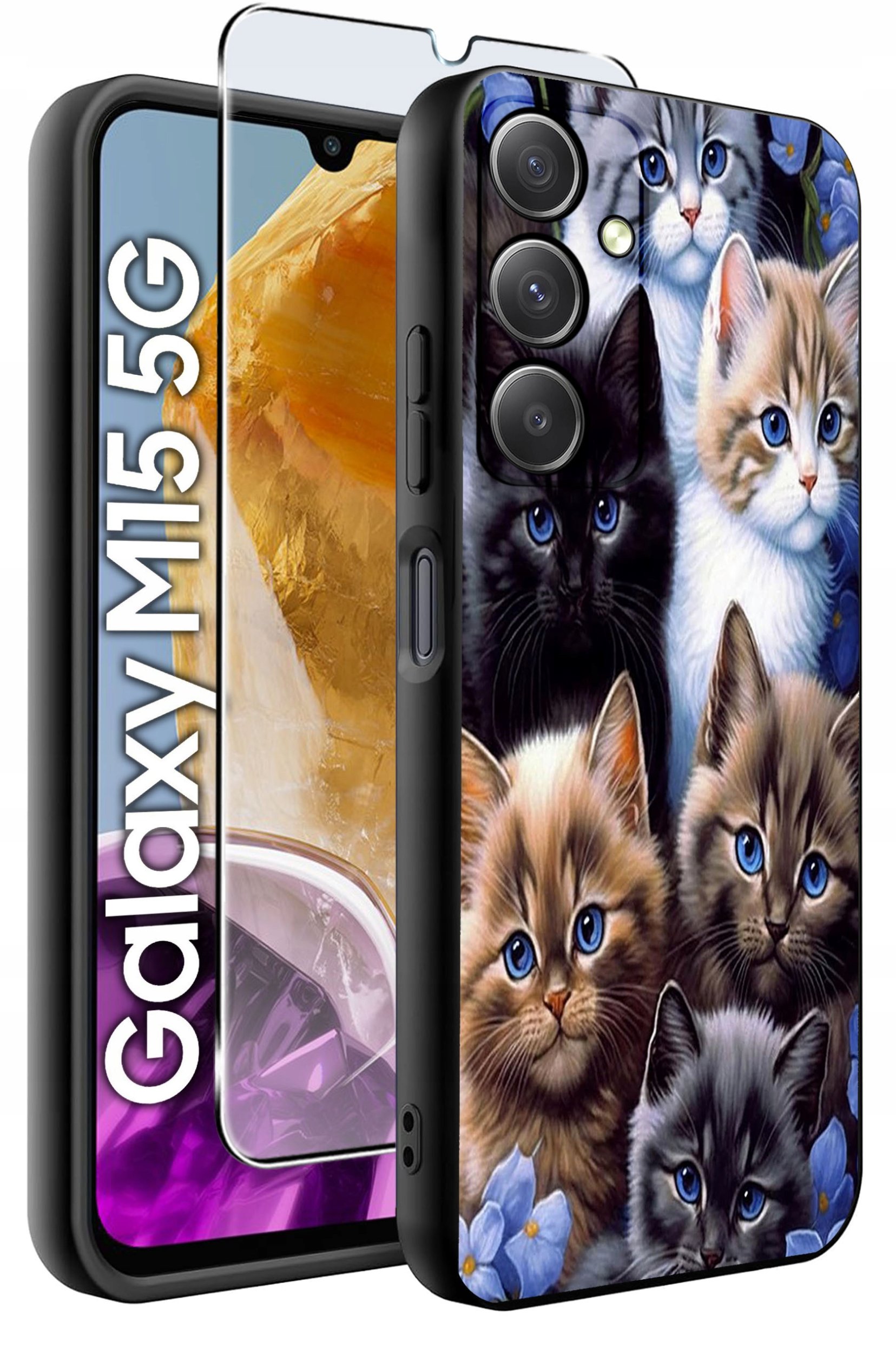 ETUI do Samsung M15 5G WZORY | SILIKONOWE MATT CASE + SZKŁO HARTOWANE 9H