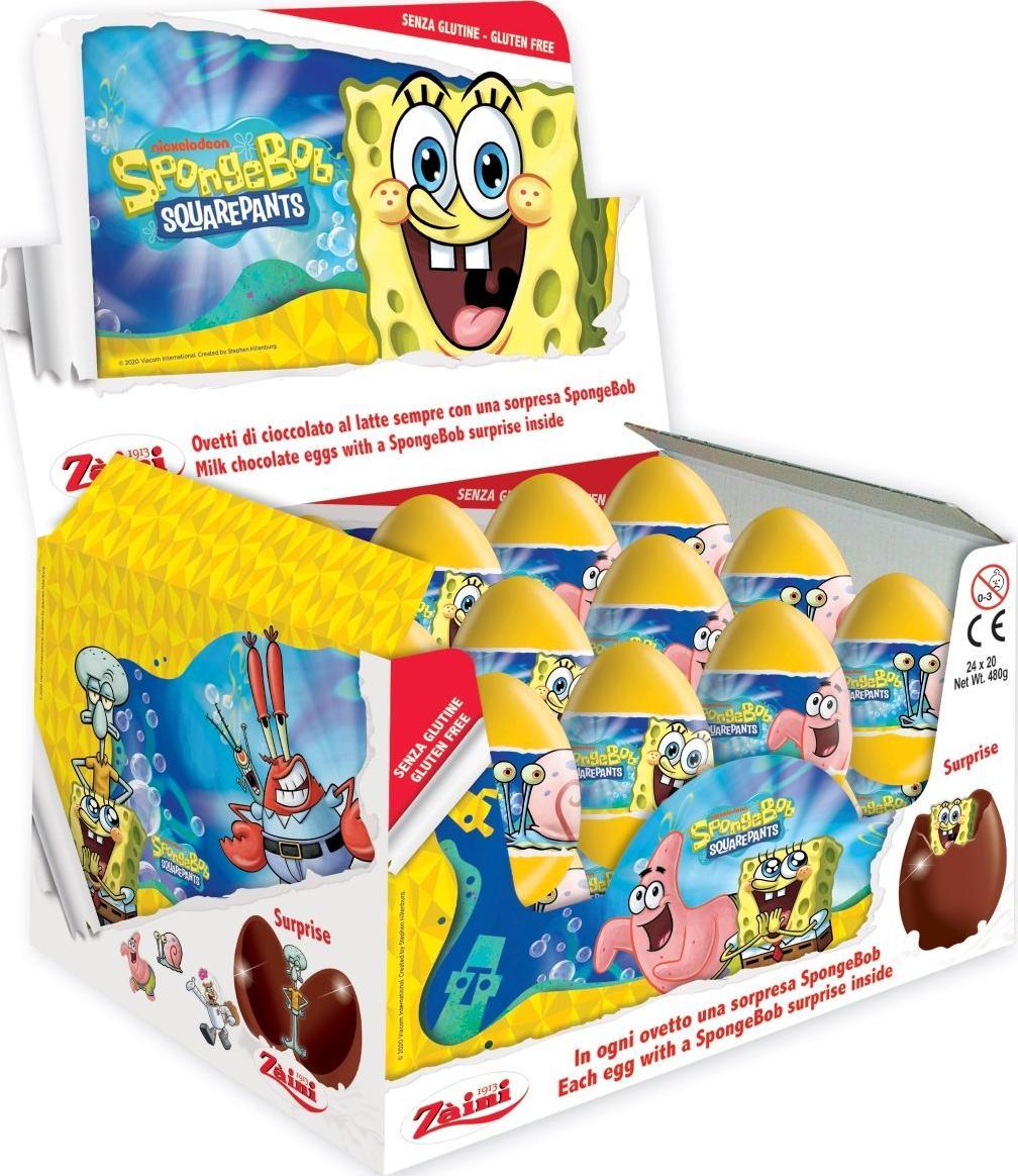 Luigi Zaini CZEKOLADOWE JAJKO NIESPODZIANKA 20G SPONGEBOB KARTON 24 SZTUKI