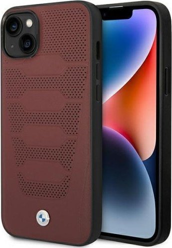 BMW Etui BMHCP14S22RPSR Apple iPhone 14 burgundowy/burgundy Leather Seats Pattern