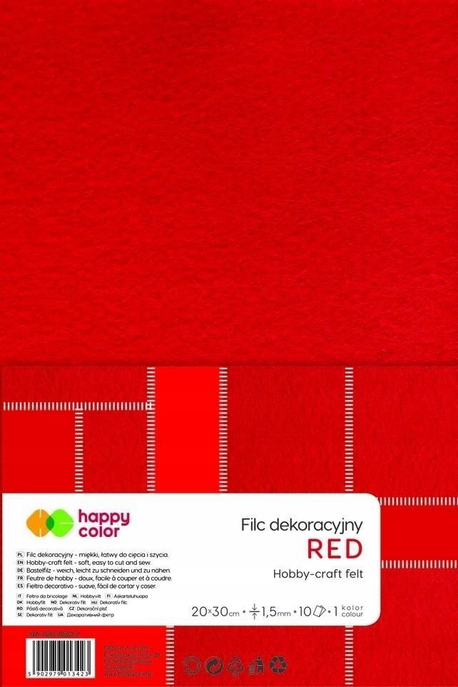 GDD Filc dekoracyjny czerwony 10szt HAPPY COLOR