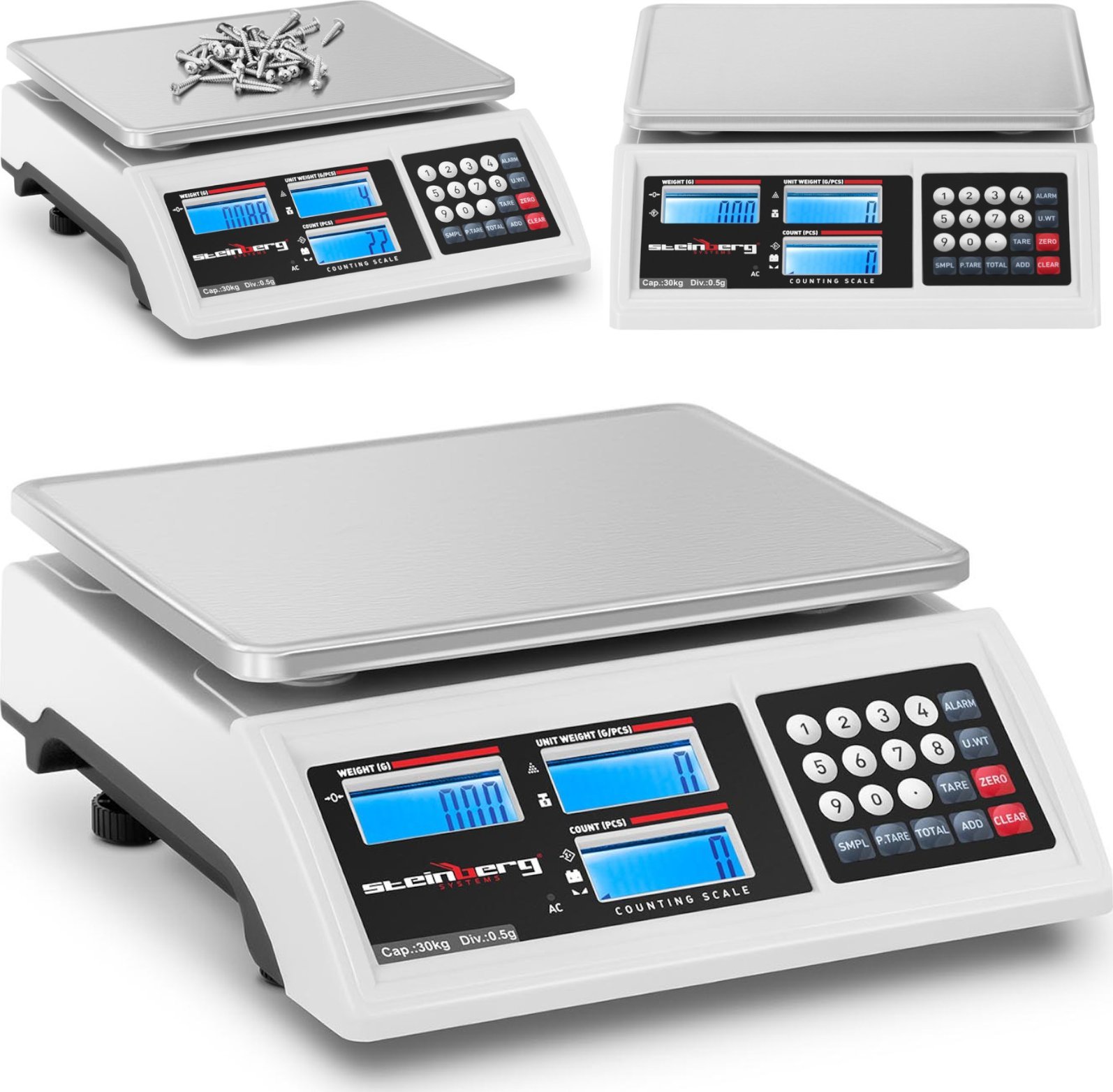 Steinberg Waga sklepowa handlowa licząca LCD RS232 30000 g / 0.5 g Waga sklepowa handlowa licząca LCD RS232 30000 g / 0.5 g