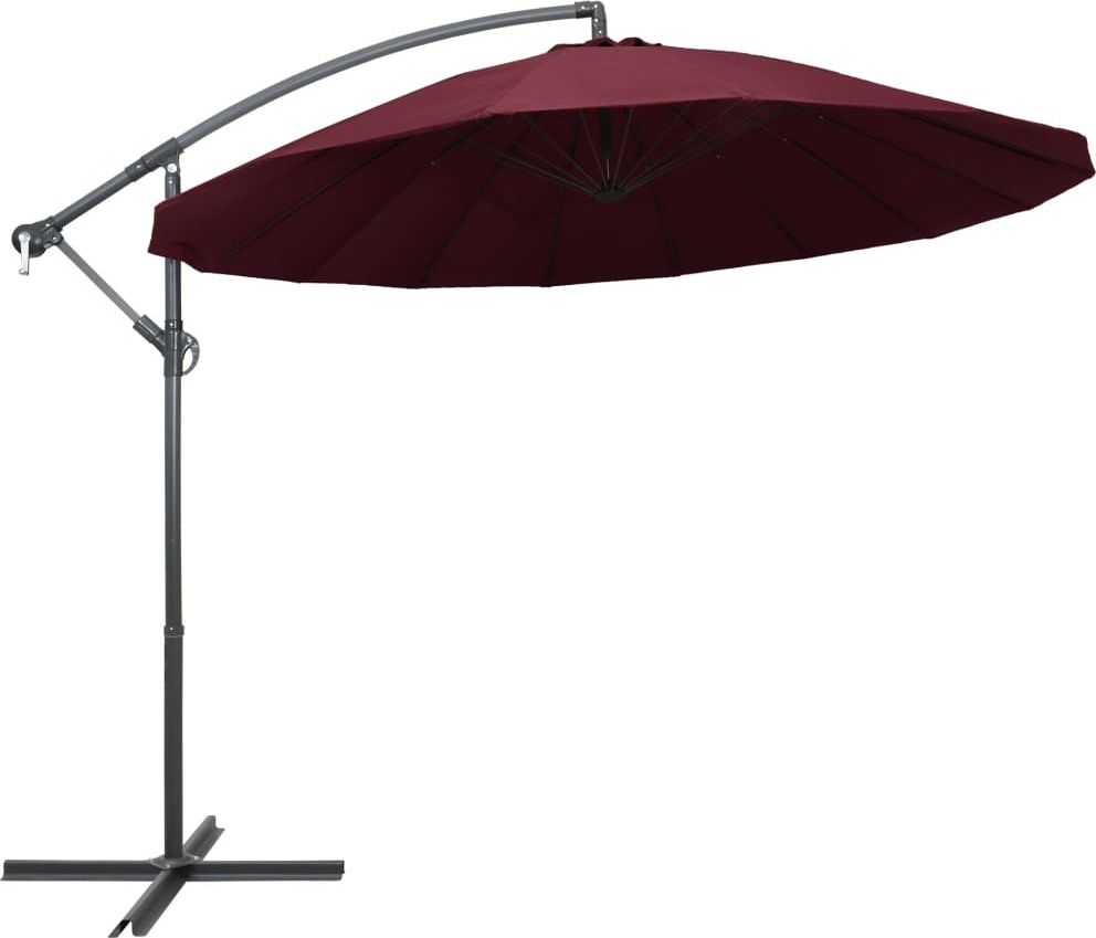 vidaXL VidaXL Wiszący parasol ogrodowy, burgund, 3 m, słupek aluminiowy
