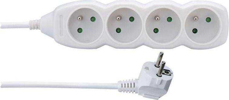 Emos Przedłużacz z uziemieniem 4 gniazda biały 1,5m (P0411)