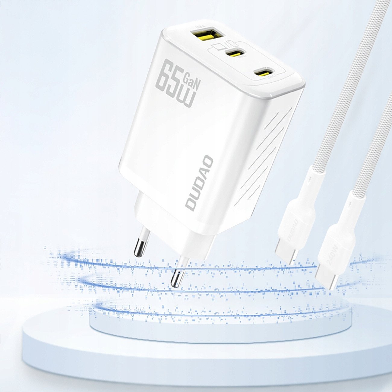 Ładowarka sieciowa Dudao A29 65W GaN 2 x USB-C + 1 x USB-A - biała