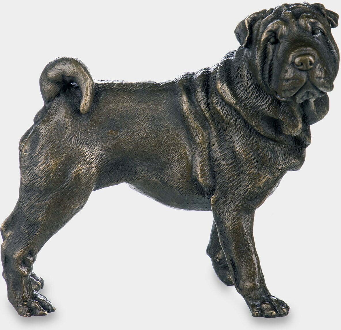 rzezbyzbrazu Stojący Pies Shar Pei Rzeźba z Brązu