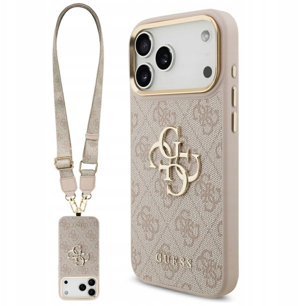 Etui Guess 4G Big 4G Classic Logo Big Strap Metal Buttons do iPhone 17 Pro Max różowy
