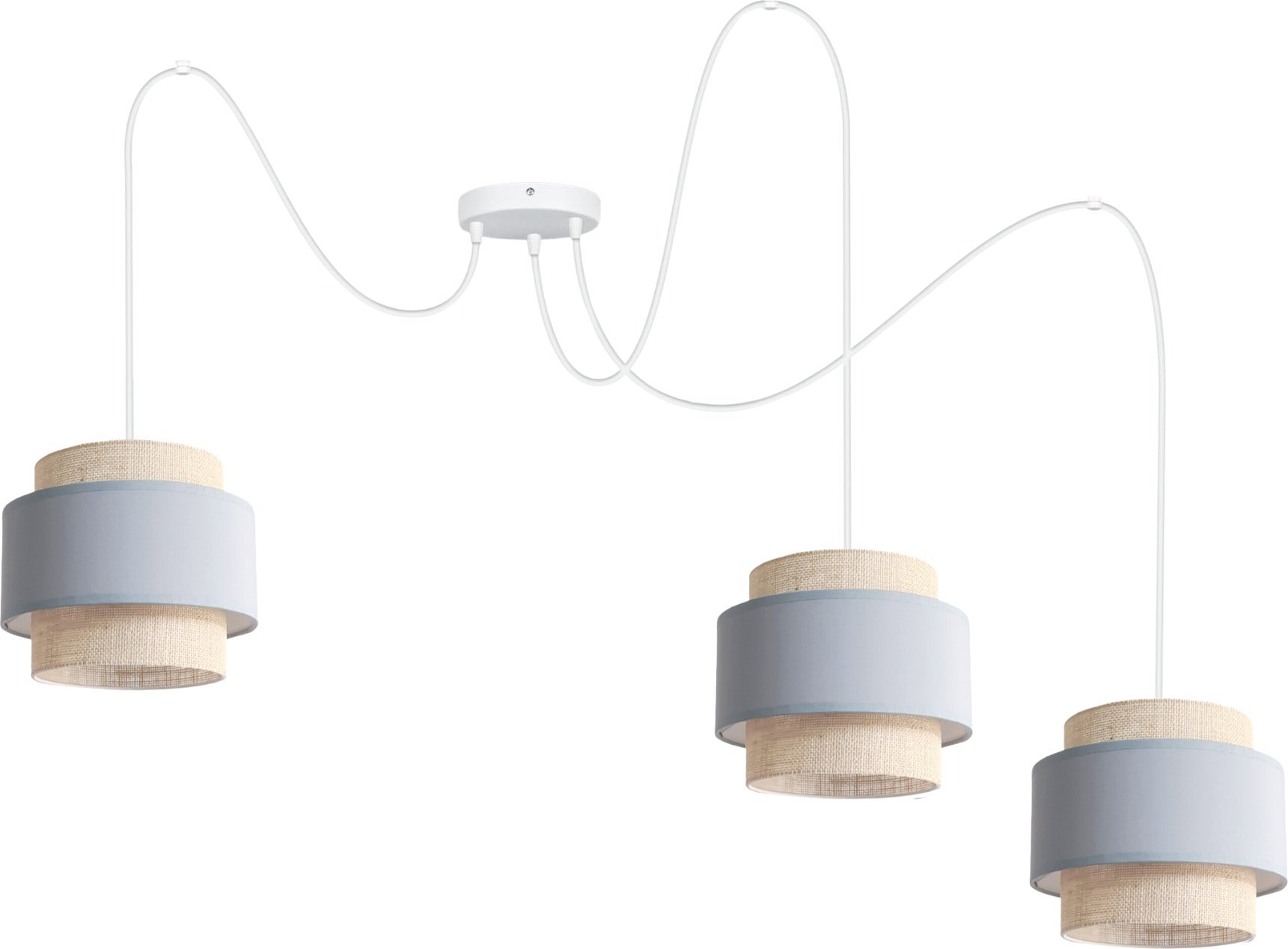 Lampa wisząca Solar Lampa wisząca sufitowa pająk BOHO len i szary 3 żarówki