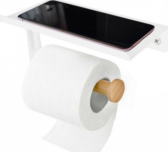 Tadar UCHWYT NA PAPIER TOALETOWY Z PÓŁKĄ TD-4998 BIAŁY