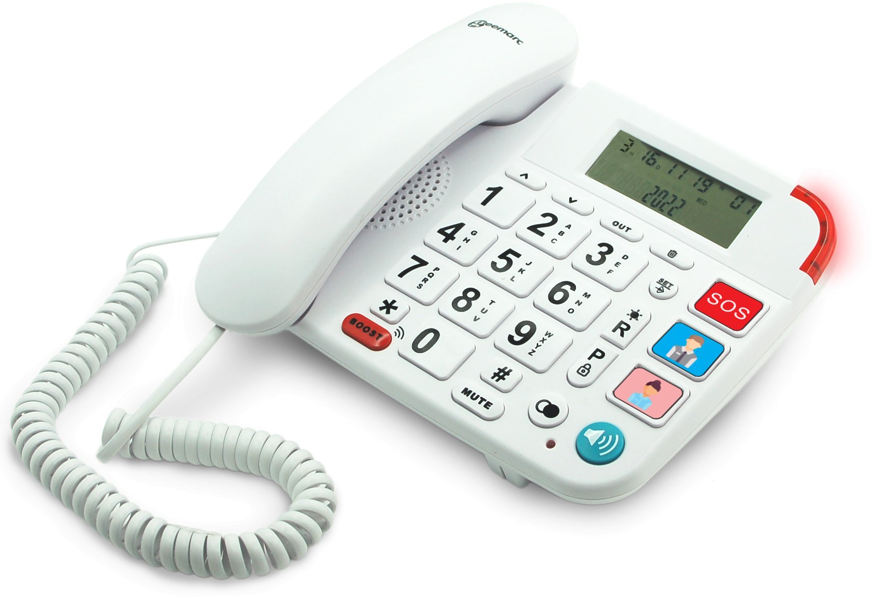 Telefon stacjonarny Walther Geemarc DALLAS 20 telefon z dużymi przyciskami biały