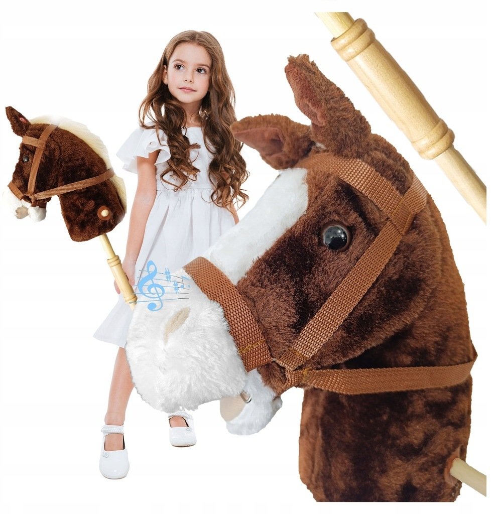 Hobby Horse miękka głowa konia koń na kiju rży 93 cm dźwięki galopu plusz