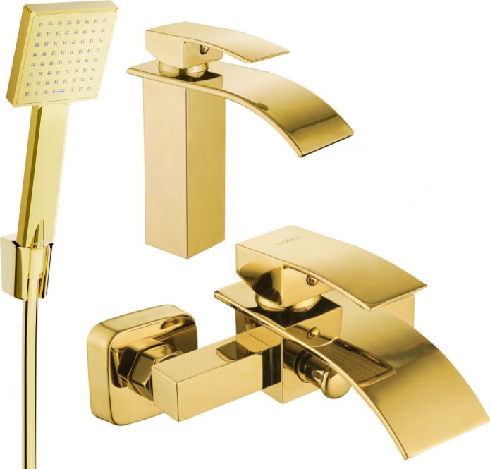 Mexen Mexen Aries R45 zestaw wannowy, złoty - 744803R45-50