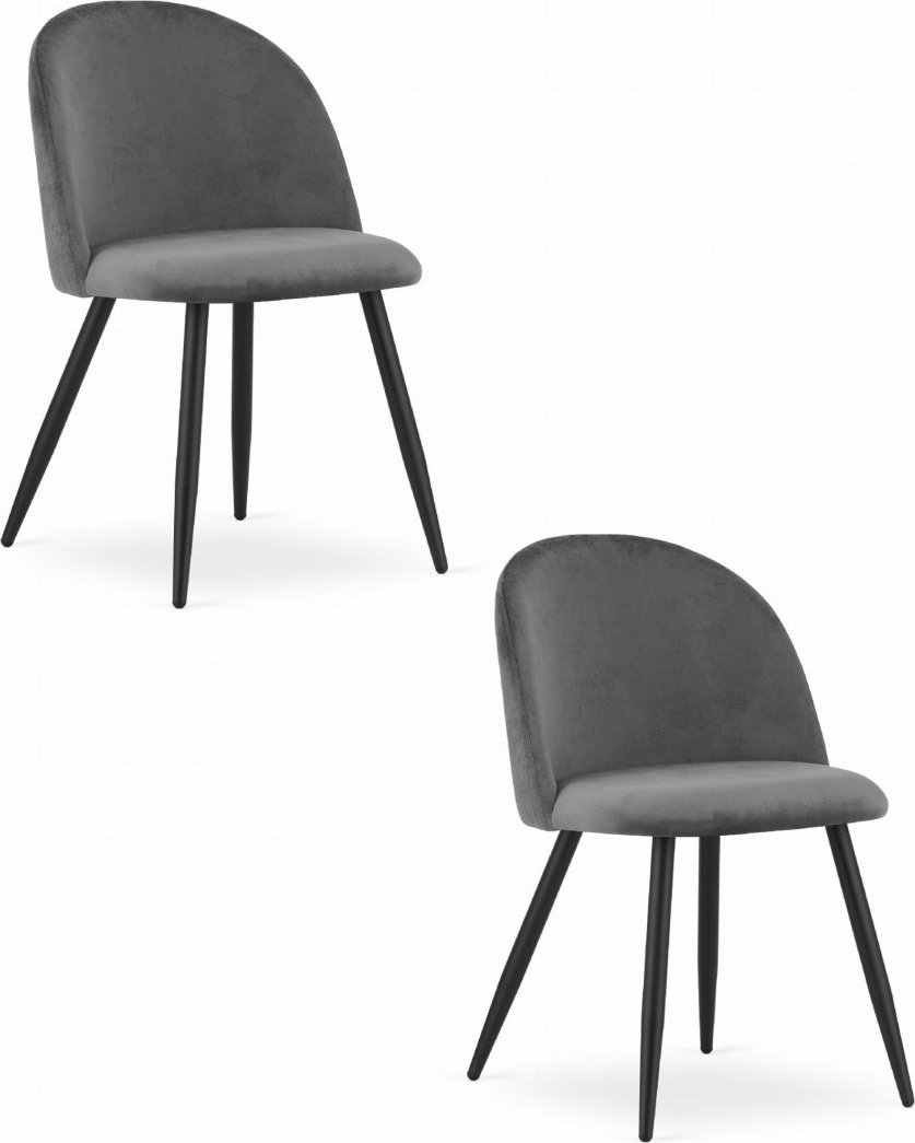 Krzesło BELLO - aksamit ciemnoszare / nogi czarne x 2