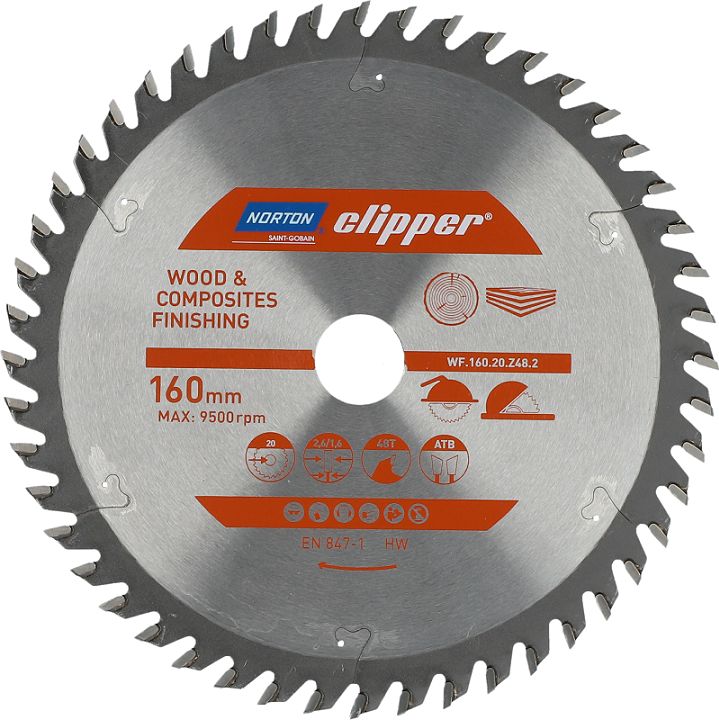 Norton Clipper NORTON PIŁA TARCZOWA 160mm x 20mm x 48z DREWNO I KOMPOZYTY ATB (2,6 / 1,6) N70184608087