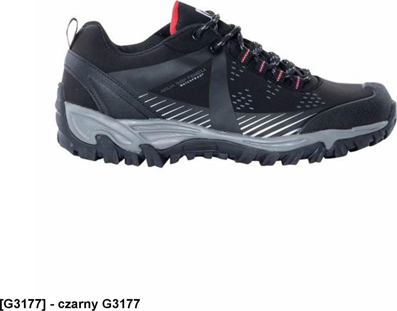 Ardon ARDONFORCE - bardzo lekkie półbuty, wzmocniony nosek i zapiętek, materiał softshell, membrana wodoodporna, nadruki odblaskowe - czarny G3177 37