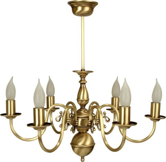 Lampa wisząca Solar Żyrandol z mosiądzu FLAMAND 6 płomienny