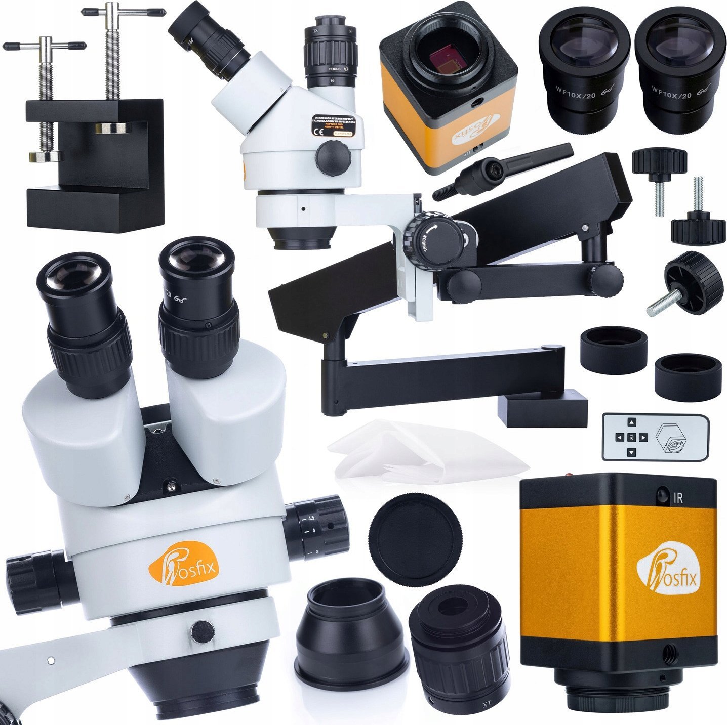 Mikroskop Rosfix Rosfix Mikroskop stereoskopowy trinokularowy na wysięgniku Neptune Pro MSNP-T-WDMS1 + Kamera mikroskopowa PEGASUS Pro KMPP-HDMI-TF 12