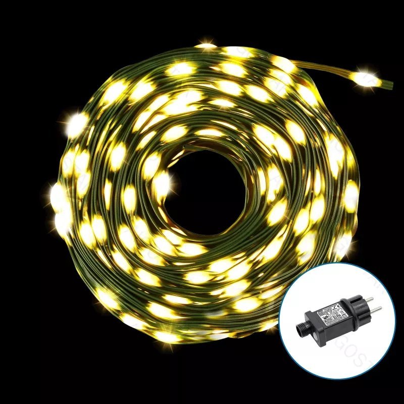 Lampki choinkowe Aigostar Niskonapięciowe lampki choinkowe 100led taśmowe Ciepła biel 10 m Niskonapięciowa taśma świetlna PVC i miedź, Ciepła biel, 1