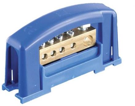 Pawbol Zacisk ochronny 1x25, 4x10 niebieski z pokrywą na szynę TH35 (E.4124P)