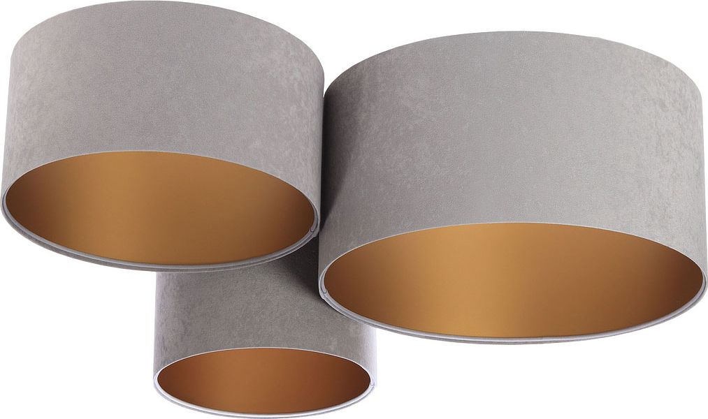 Lampa sufitowa Lumes Szaro-złota okrągła plafoniada glamour - EXX39-Olena