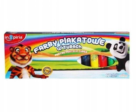 Farby plakatowe w tubach 12 kolorów 30ml