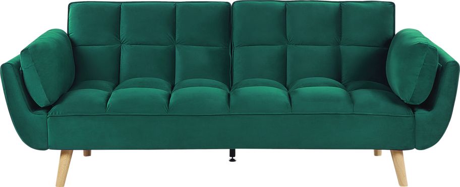 Shumee Sofa rozkładana welurowa zielona ASBY