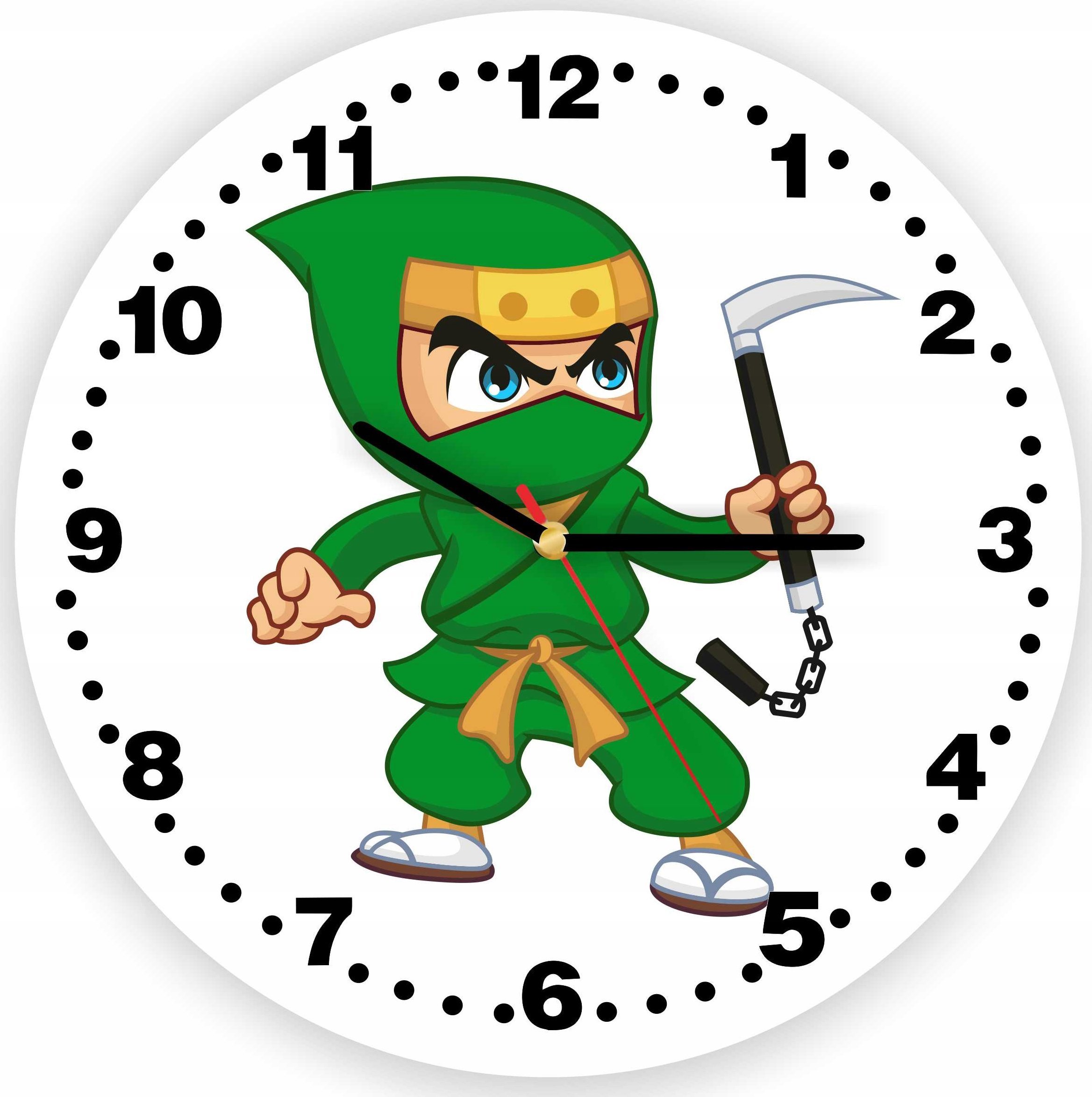 naSciane Zegar ścienny zielony NINJA wojownik na prezent