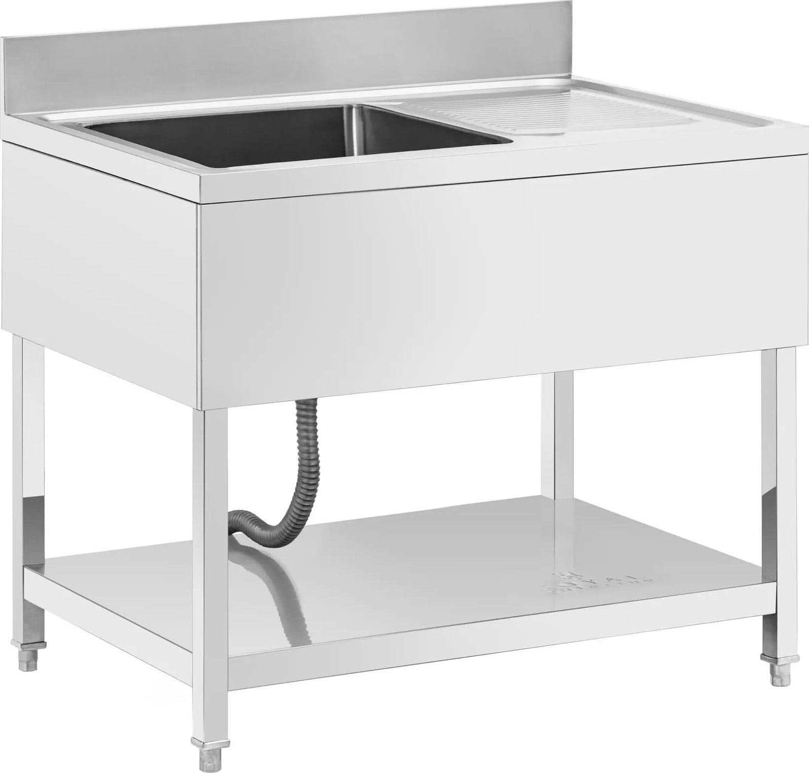 Royal Catering Zlew basen jednokomorowy z ociekaczem półką i rantem lewy 100 x 70 x 97 cm