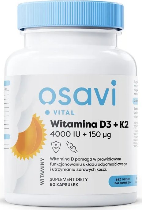 Osavi Osavi - Witamina D3 + K2, 4000IU + 150 g, 60 kapsułek miękkich
