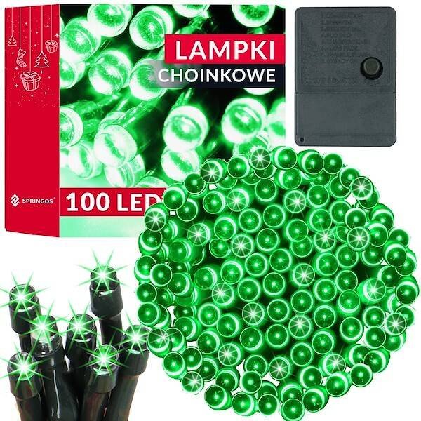 Lampki choinkowe Springos Lampki choinkowe 100 led zielone 8,5 m oświetlenie świąteczne UNIWERSALNY